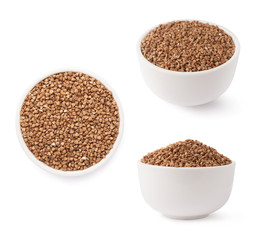 Bowl full of buckwheat isolated