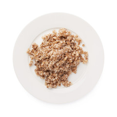 Cooked buckwheat on a plate