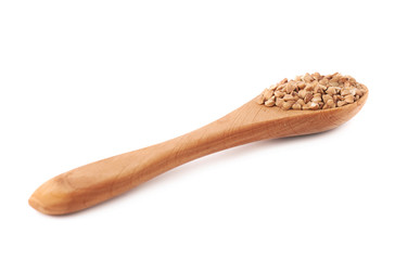 Full spoon of buckwheat isolated