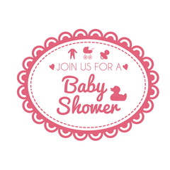 Illustration of label of baby shower. Vector