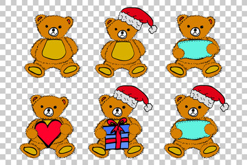 set of Teddy Bear at transparent effect background

