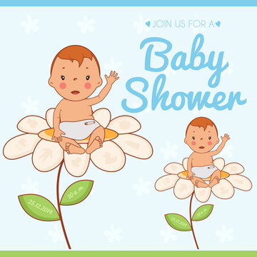 Illustration invitation card on baby shower. Vector