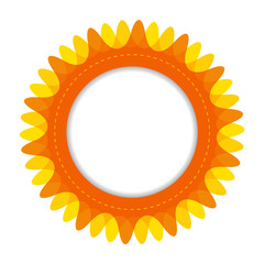 Retro badge in bright yellow and orange colors