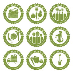 Illustration farmers eco labels. Vector