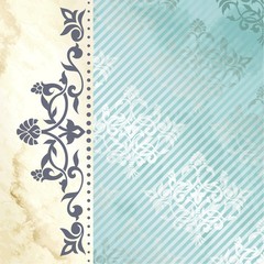 Floral arabesque background in blue and gold 