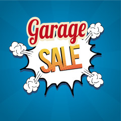 garage sale illustrator over retro background