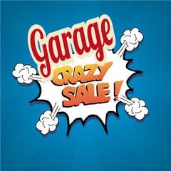 garage sale illustrator over retro background