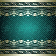 Floral lace background in green and gold