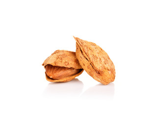 Dried almonds isolated on a white background