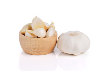 Organic garlic on white background