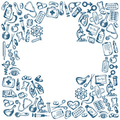 Cross shape with medical icons - 87747386