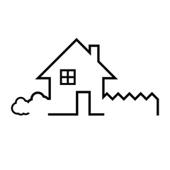 Illustration of house with garden. Vector