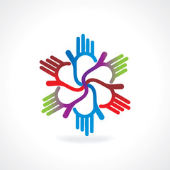 colorful hand teamwork vector illustration 