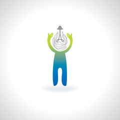 creative bulb holding by hand idea concept 