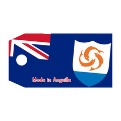 Anguilla flag on price tag with word Made in Anguilla isolated o