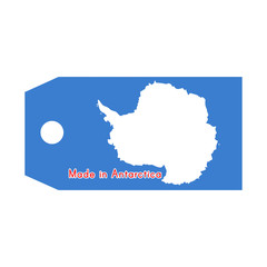 Antarctica flag on price tag with word Made in Antarctica isolat