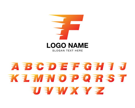 alphabet moving logo set fire