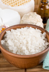 Spa salon with sea salt