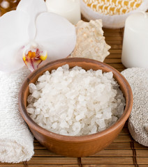 Spa salon with sea salt