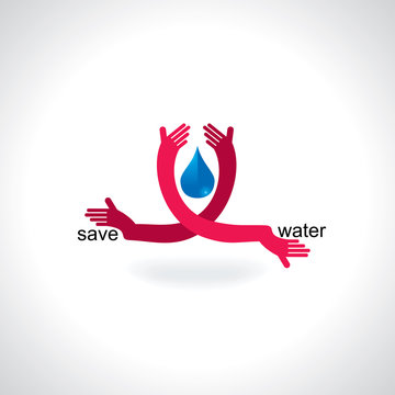 water drop holding by hand vector 