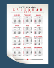 calendar 2016 vector and illustration