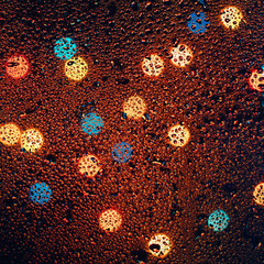 Water Drops Rain Blue Glass Background 