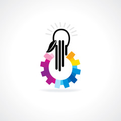 colorful gear with hand idea vector illustration 