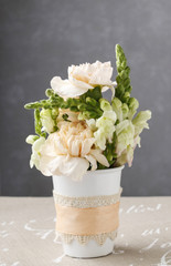 Bouquet of carnations and matthiola flowers
