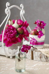 Orchids and peonies - table decoration