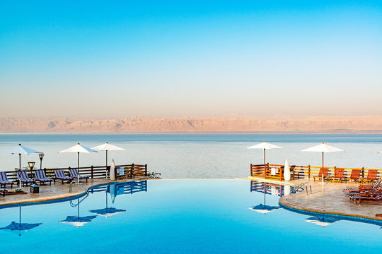 Dead Sea viewed from east side in Jordan.