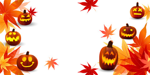 ハロウィン　かぼちゃ　もみじ