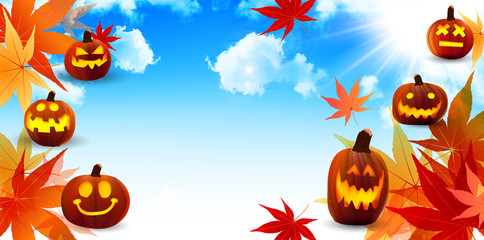 ハロウィン　かぼちゃ　もみじ