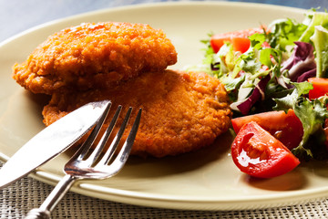 Cutlet Cordon Bleu with salad