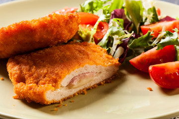Cutlet Cordon Bleu with salad