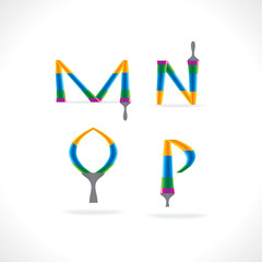 alphabet created with painting brush vector 