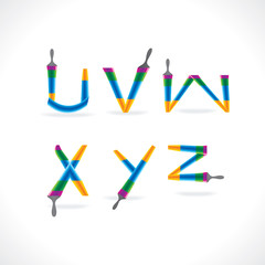alphabet created with painting brush vector 