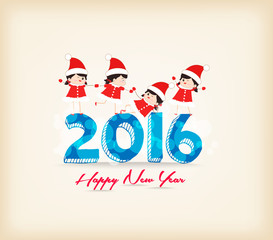 Happy New Year 201̀5 with kids as santa claus