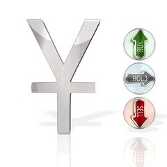 China Yuan Renminbi sign with trend buttons