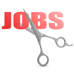 Cut red jobs word with scissor