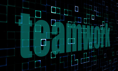 Fototapeta premium Pixelated words Teamwork on digital background