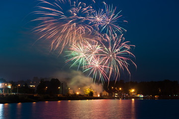 beautiful colorful fireworks at night