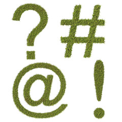 Keyboard symbols made from grass.