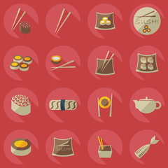 Flat concept, set modern design a unique collection of sushi