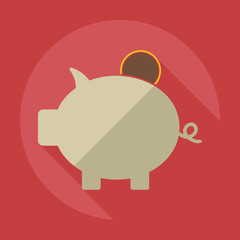 Flat modern design with shadow icons piggy bag