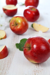 Apples on a  wooden table