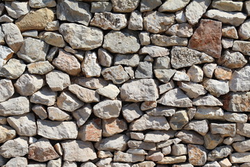 The wall of natural stone