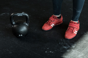 Kettlebell and sporty shoes