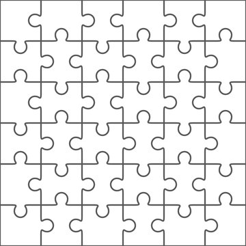Jigsaw puzzle blank template, 36 pieces