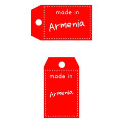 red price tag or label with white word Made in Armenia isolated