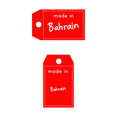 red price tag or label with white word Made in Bahrain isolated